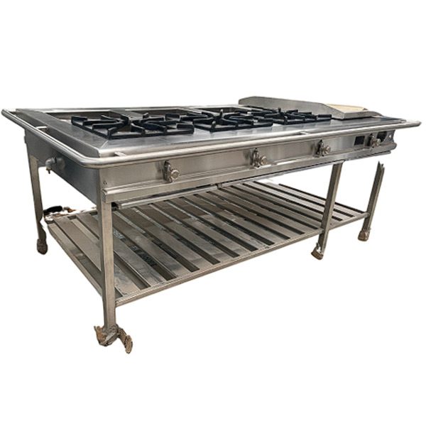 COCINA CENTRAL MIXTA A GAS COMBINA WOKS Y PLANCHAS